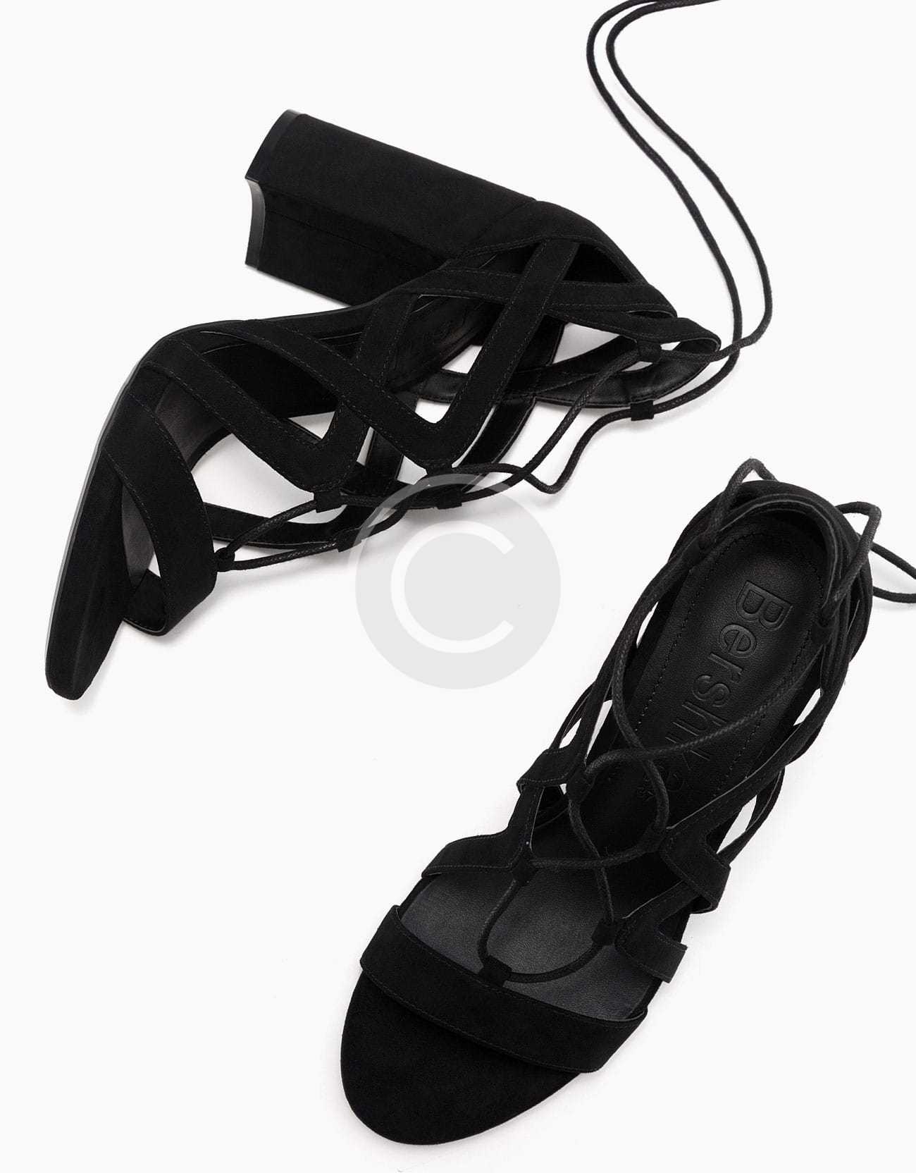 Block High Heel Sandals With Straps and Laces — изображение 2
